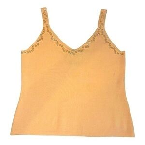 Joseph A. Women's Knit Tank‎ Top Peach Color with Button Trim